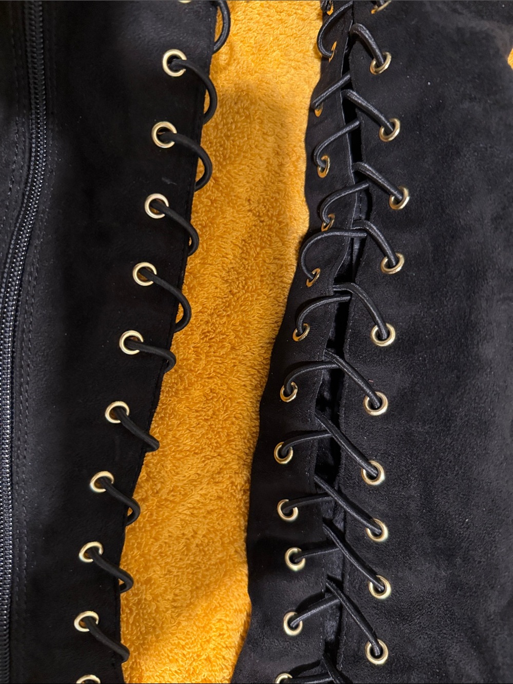 Breckelles Black Lace-Up Over-the-Knee Peep-Toe Heeled Boots - Picture 4 of 6